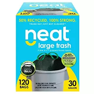 Neat Tall Kitchen 30 Gallon Drawstring Trash Bags - (MEGA 120 COUNT)