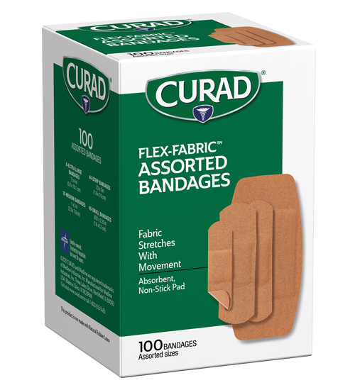 Medline Flex-Fabric Bandages, Assorted, 100 count