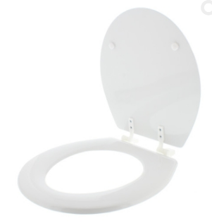 H2 Brands Aqua Plumb Wood Toilet Seat (White, Round, Beveled Edge)