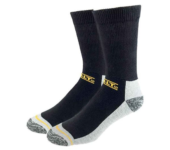 Dewalt Non-binding Crew Work Sock Cushioned (L (10-13) 2-Pack Black)