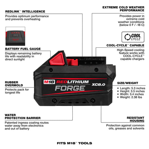 Milwaukee M18™ REDLITHIUM™ FORGE™ XC8.0 Battery Pack