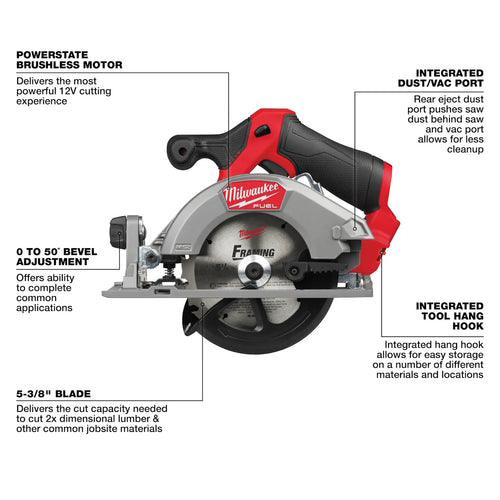 Milwaukee M12 FUEL™ 5-3/8” Circular Saw Kit
