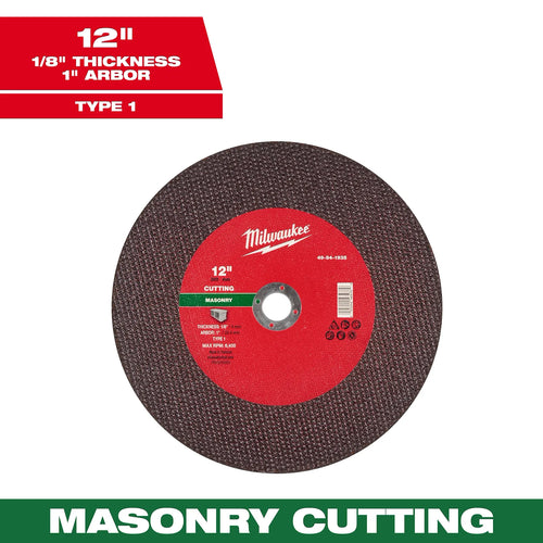 Milwaukee 12 x 1/8 x 1 Masonry Cut Off Wheel -Type 1