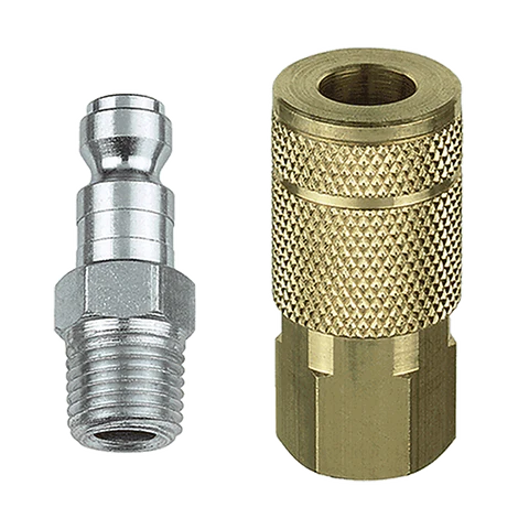 Tru-flate 1/4 T Design x 1/4 NPT Steel Plug/Coupler Set