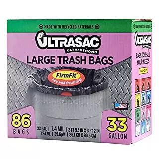Aluf Plastics UL 33 GAL.-DS 33 gal Heavy Duty Drawstring Trash Bag