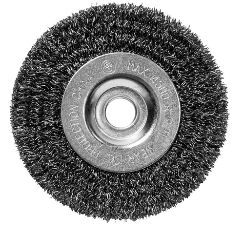 Century Drill And Tool Bench Grinder Wire Wheel Crimped Fine 1/2″-5/8″ Arbor 5″ Safe Rpm 4,500