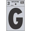 Address Letters, G, Reflective Black/Silver Vinyl, Adhesive, 3-In.