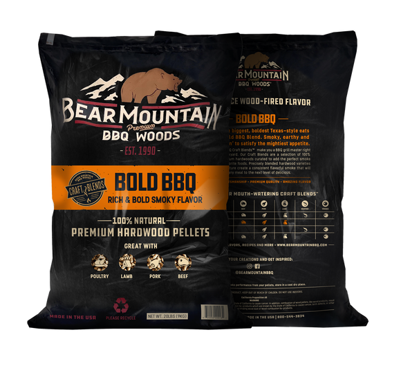 Bear Mountain Premium BBQ Woods Bold BBQ Craft Blends™ Wood Pellets 20 Lbs