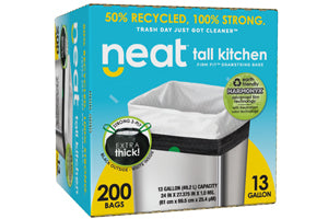 Neat Tall Kitchen 13 Gallon Drawstring Trash Bags - (MEGA 200 COUNT)